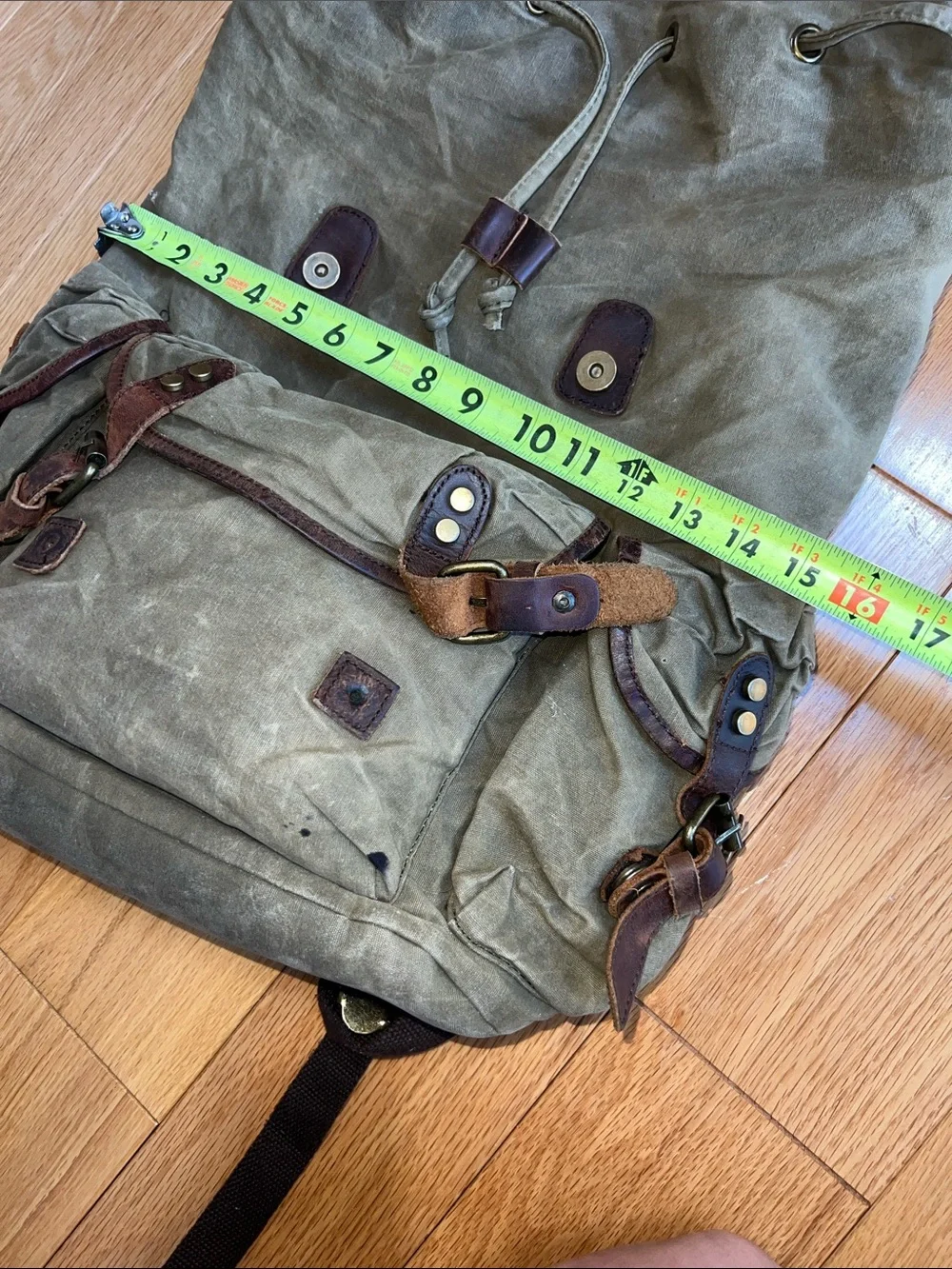 Western Leather Goods lone horse Distressed Canvas Leather Rucksack Backpack